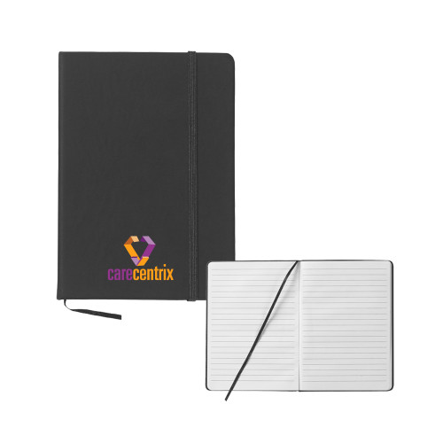 5x7 Black Hard Cover Journal-Stacked Logo