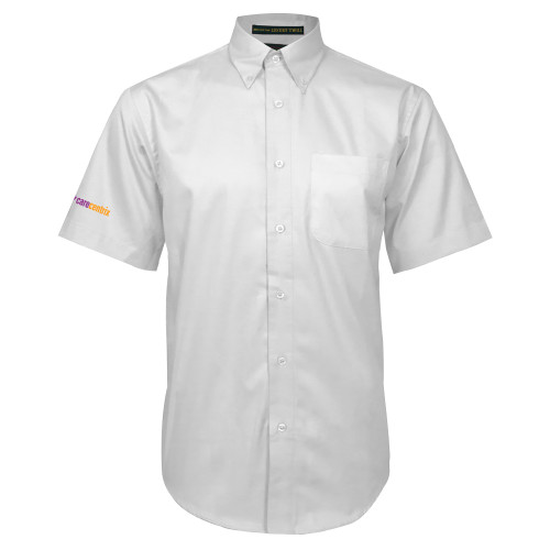 White Twill Button Down Short Sleeve-Primary Mark