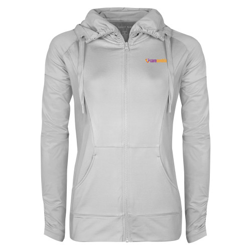 Womens White Sport Wick Stretch Full Zip Jacket-Primary Mark