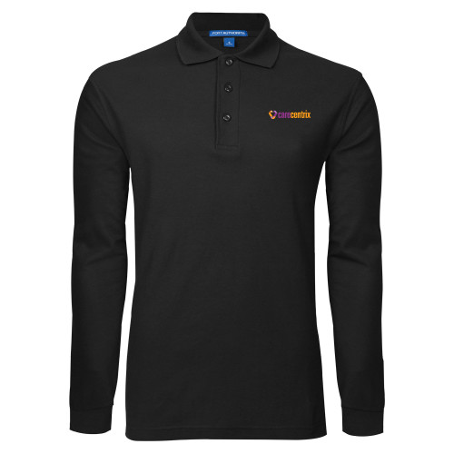 Black Long Sleeve Polo-Primary Mark