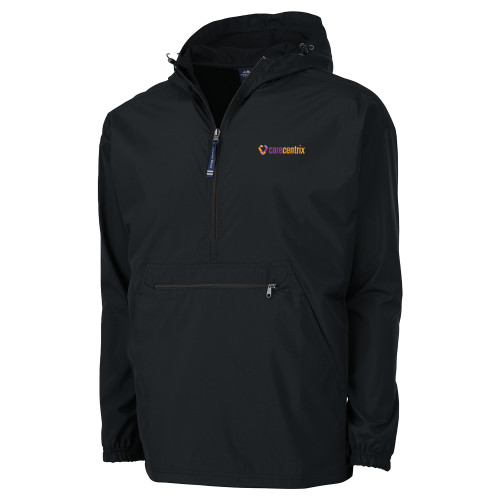 Charles River Black Pack N Go Pullover Rain Jacket-Primary Mark