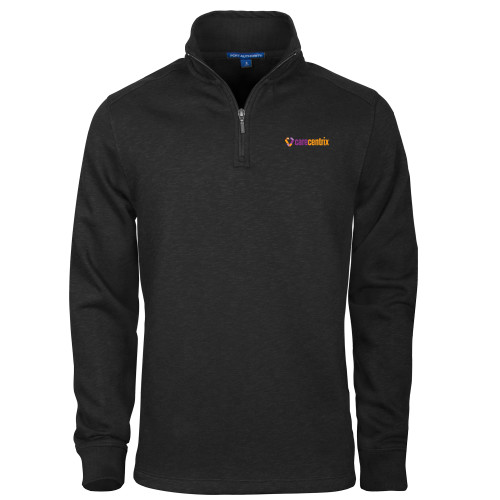 Black Slub Fleece 1/4 Zip Pullover-Primary Mark