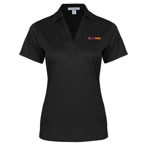 Womens Black Performance Fine Jacquard Polo-Primary Mark