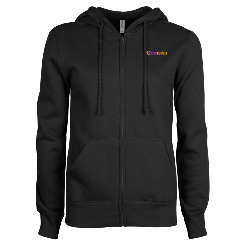 ENZA Womens Black Fleece Full Zip Hoodie-Primary Mark