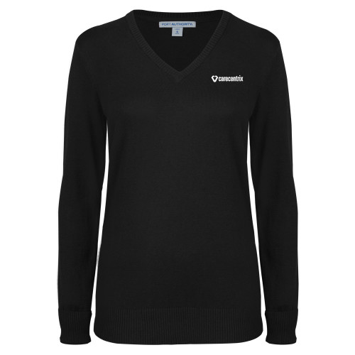Womens Black VNeck Sweater-Primary Mark