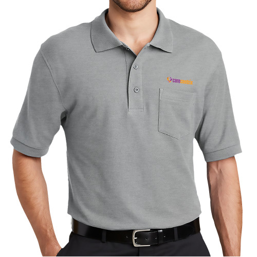 Grey Silk Touch Polo w/ Pocket-Primary Mark