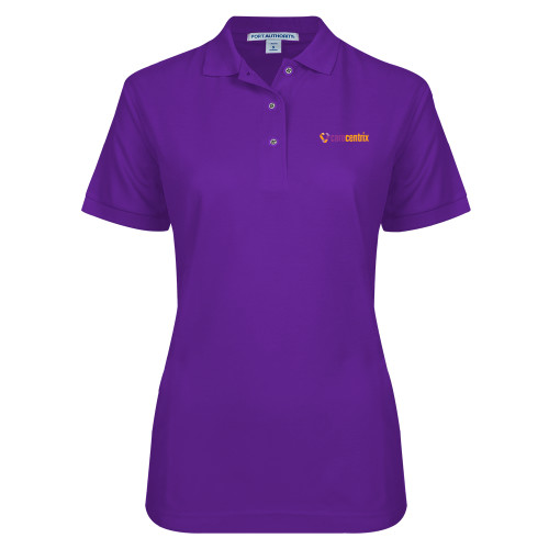 Womens Silk Touch Purple Pique Polo-Primary Mark