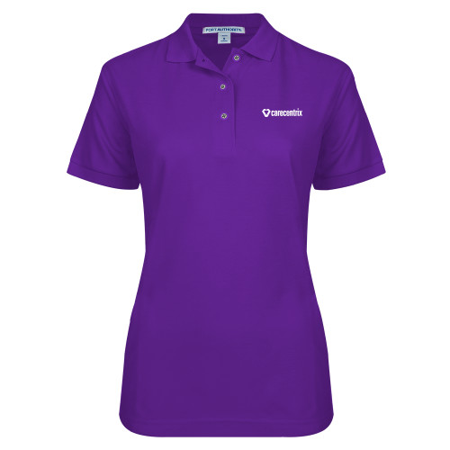 Womens Silk Touch Purple Pique Polo-Primary Mark