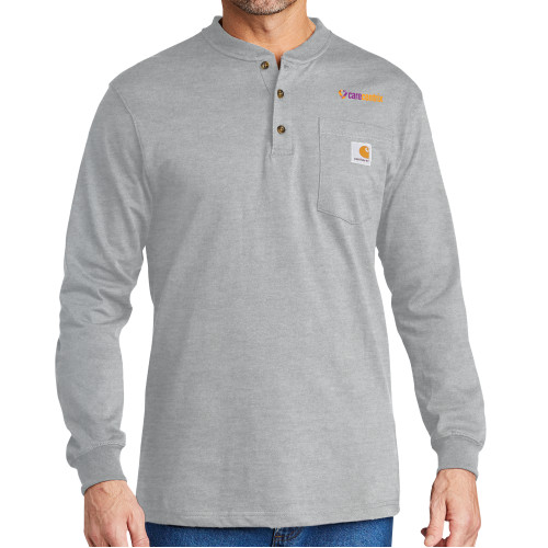 Carhartt Heather Grey Long Sleeve Henley Shirt-Primary Mark