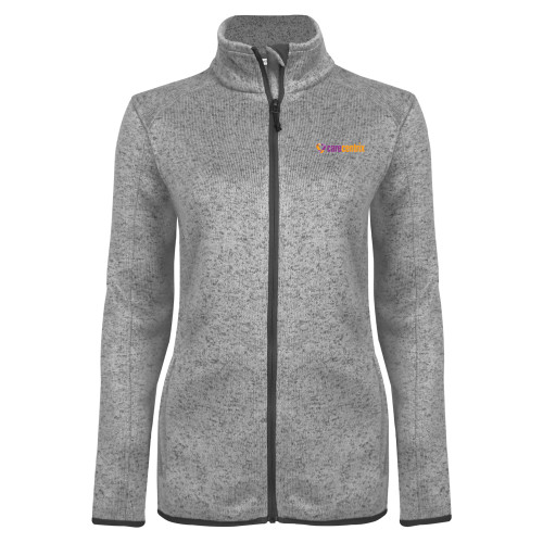 Womens Grey Heather Fleece Jacket-Primary Mark