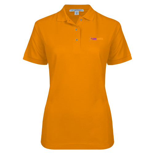 Womens Silk Touch Orange Pique Polo-Primary Mark