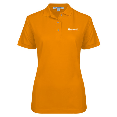 Womens Silk Touch Orange Pique Polo-Primary Mark