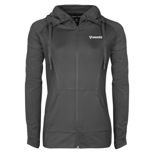 Womens Charcoal Sport Wick Stretch Full Zip Jacket-Primary Mark