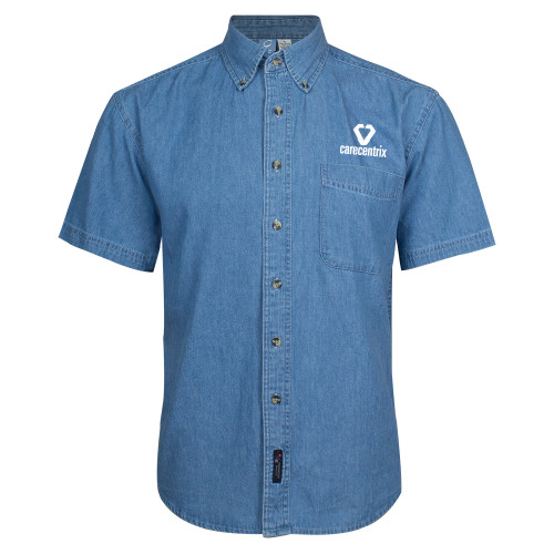 Denim Shirt Short Sleeve-Stacked Logo