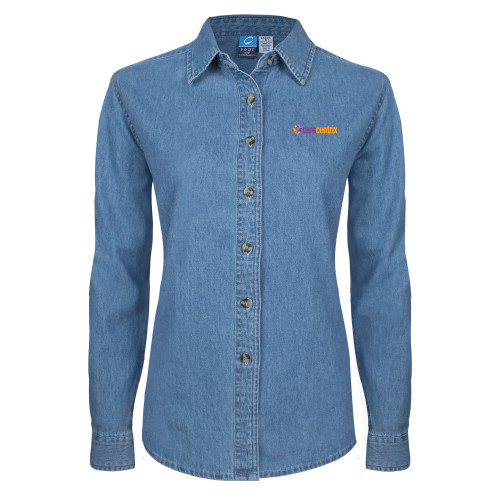 Womens Denim Long Sleeve Shirt-Primary Mark