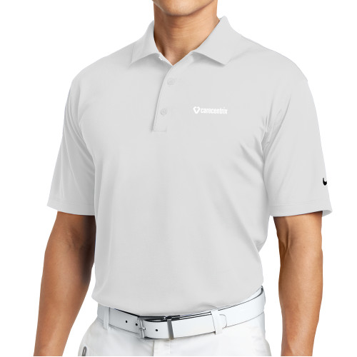Nike White Tech Basic Dri Fit Polo-Primary Mark