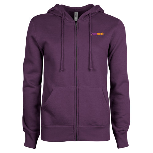 ENZA Womens Purple Fleece Full Zip Hoodie-Primary Mark