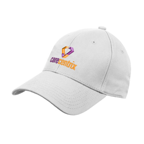 White Structured Adjustable Pro Style Hat-Stacked Logo