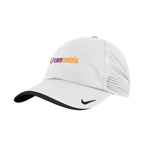 Nike White Dri Fit Perforated Hat-Primary Mark