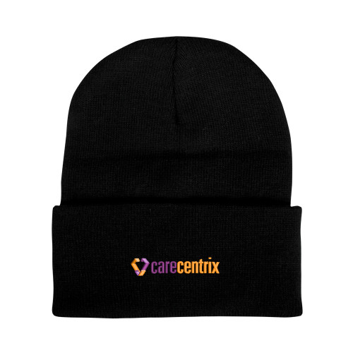 Black Knit Beanie w/Cuff-Primary Mark