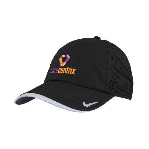 Nike Black Dri Fit Perforated Hat-Stacked Logo