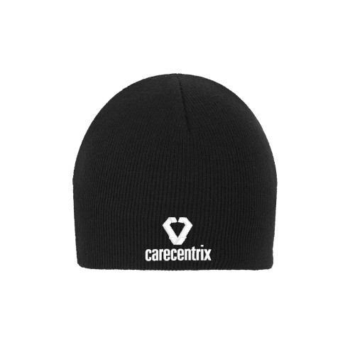 Black Knit Beanie-Stacked Logo