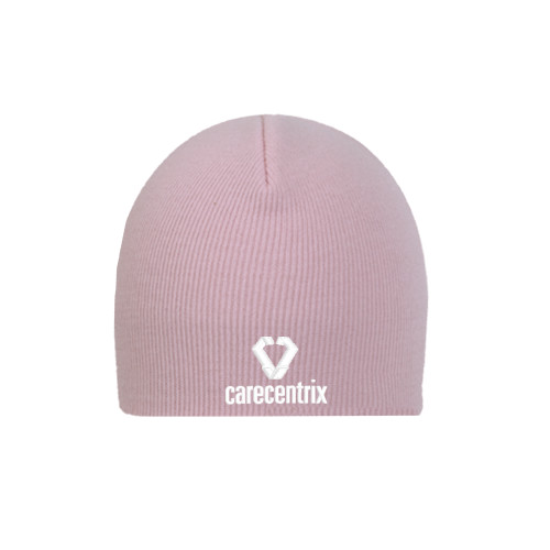 Pink Knit Beanie-Stacked Logo