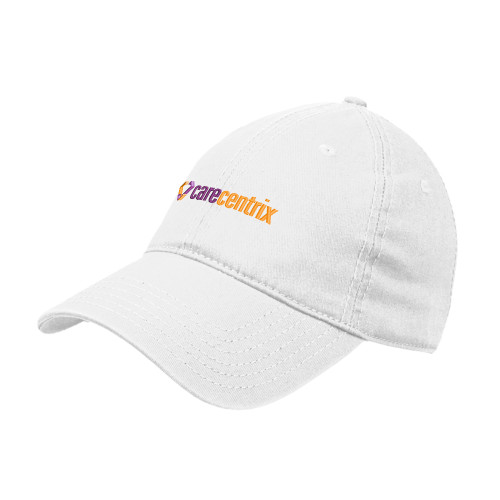 White Unstructured Adjustable Low Profile Hat-Primary Mark