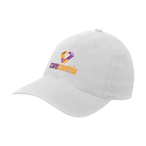 White Flexfit Structured Low Profile Hat-Stacked Logo