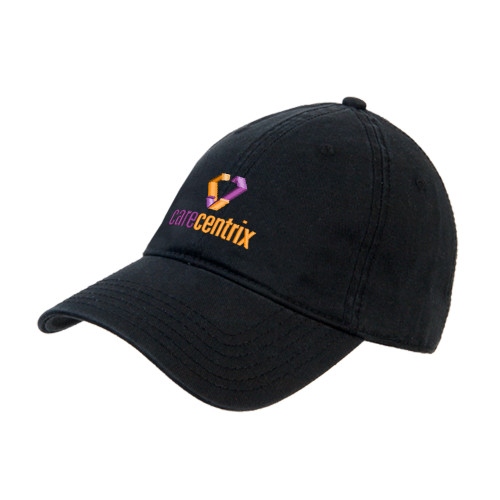 Black Unstructured Adjustable Low Profile Hat-Stacked Logo