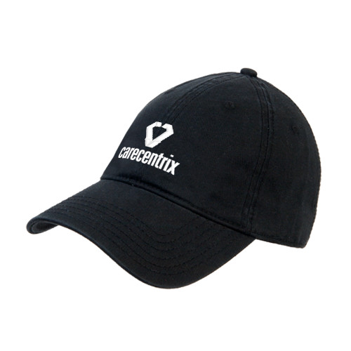 Black Unstructured Adjustable Low Profile Hat-Stacked Logo