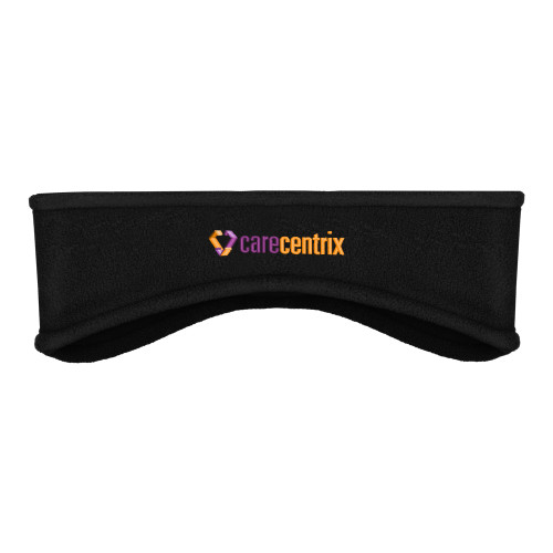 Black Stretch Fleece Headband-Primary Mark