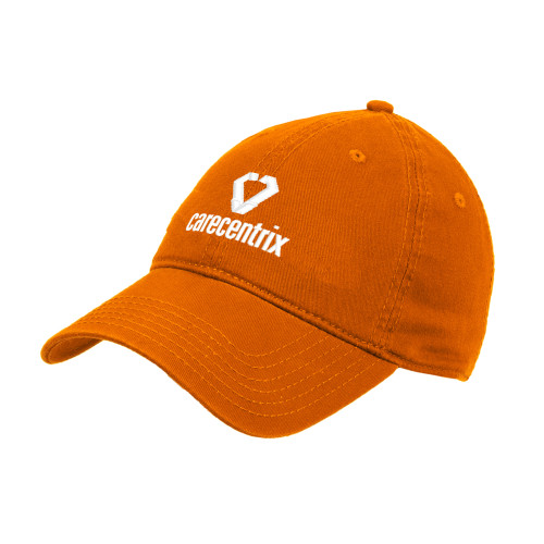 Orange Unstructured Adjustable Low Profile Hat-Stacked Logo