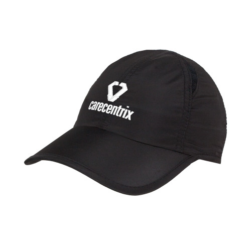 Womens Black Performance Cap-Stacked Logo