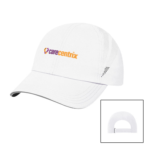 Womens White Performance Cap-Primary Mark