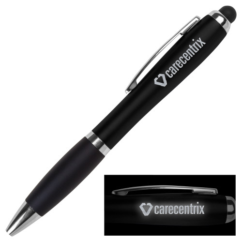 LIGHT UP LOGO Black Stylus Pen-Primary Mark Engraved