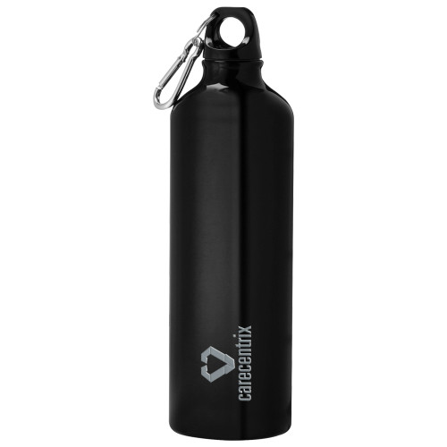 Venture Aluminum Black Bike Bottle 26oz-Stacked Logo Engraved