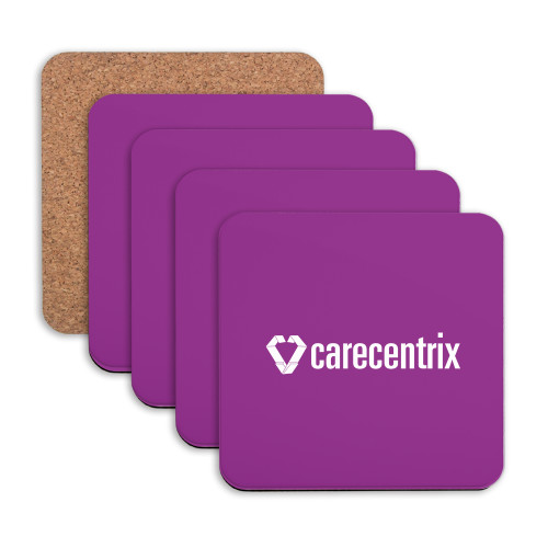 Hardboard Coaster w/Cork Backing 4/set-Primary Mark