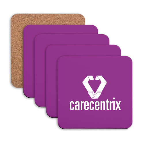 Hardboard Coaster w/Cork Backing 4/set-Stacked Logo