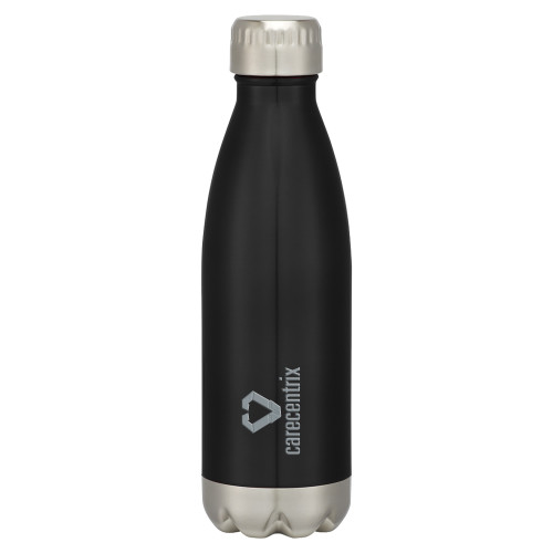 Swig Stainless Steel Black Bottle 16oz-Stacked Logo Engraved