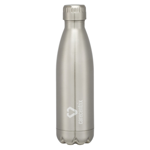 Swig Stainless Steel Silver Bottle 16oz-Stacked Logo Engraved