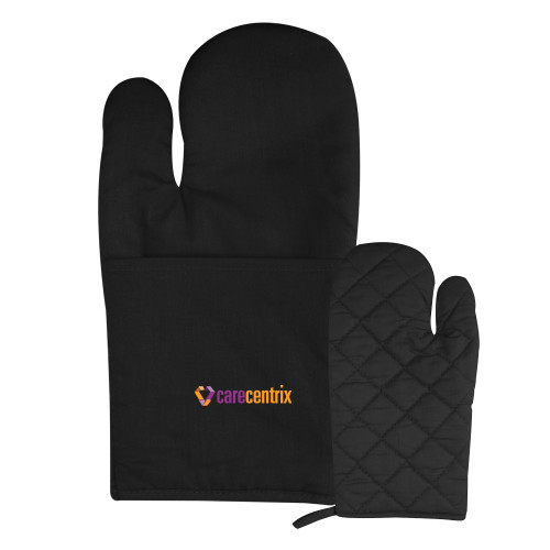 Quilted Canvas Black Oven Mitt-Primary Mark