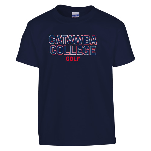  Youth Navy T Shirt - Catawba College Stacked Golf