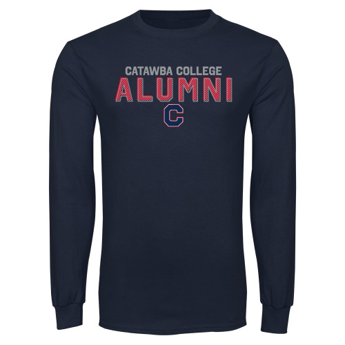  Navy Long Sleeve T Shirt - Catawba College Alumni Stripe