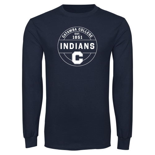  Navy Long Sleeve T Shirt - Catawba College Est 1851