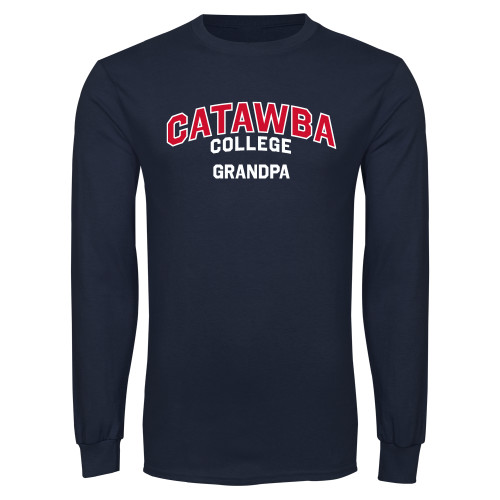  Navy Long Sleeve T Shirt - Catawba College Primary Grandpa