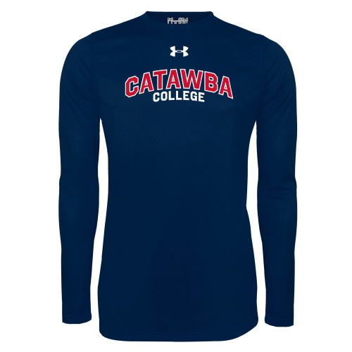  Under Armour Navy Long Sleeve Tech Tee - UA Catawba College Primary Mark