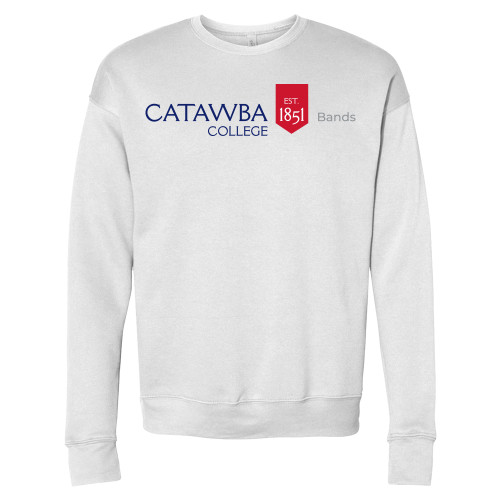 College Bella + Canvas White Fleece Crew - Catawba Est1851 Bands Horizontal