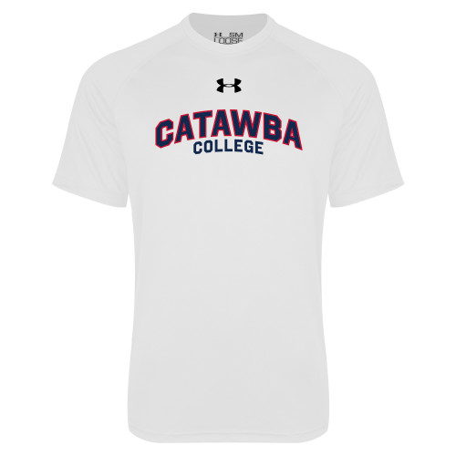  Under Armour White Tech Tee - UA Catawba College Primary Mark