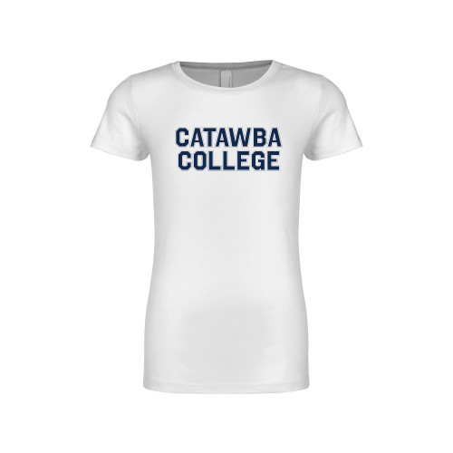  Next Level Girls White Fashion Fit T Shirt - Catawba Primary Wordmark